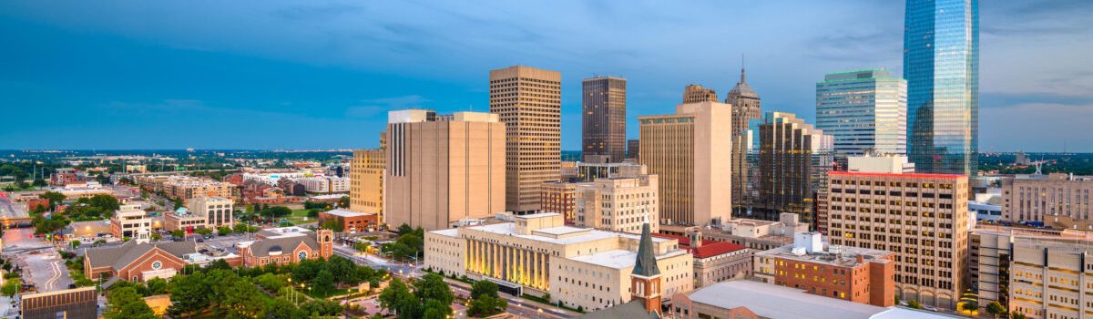 Oklahoma City, Oklahoma, USA downtown skyline at twilight.